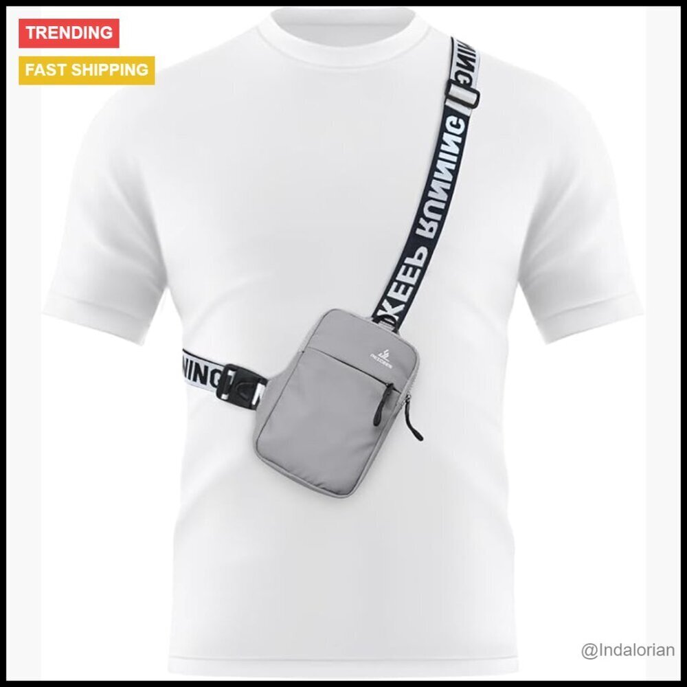 Mini Crossbody Sling Bag Water Resistant Dual Pocket Adjustable Strap Running